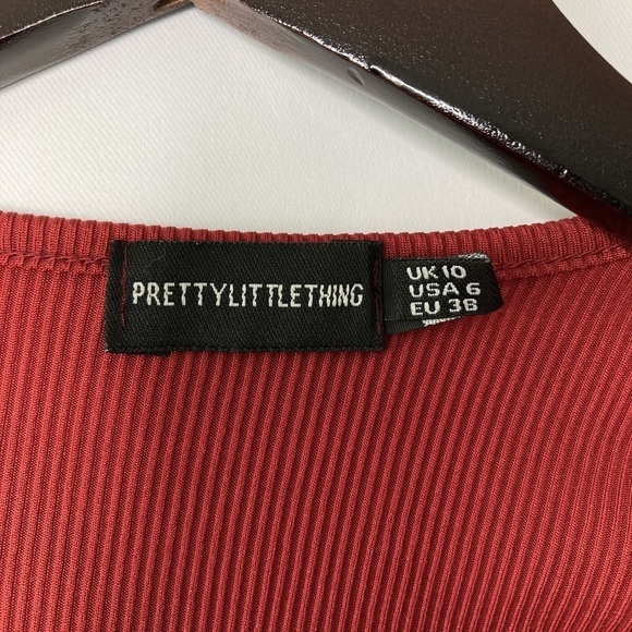 PrettyLittleThing Ribbed Tie Side Wrap Top Size 6 - Picture 5 of 9